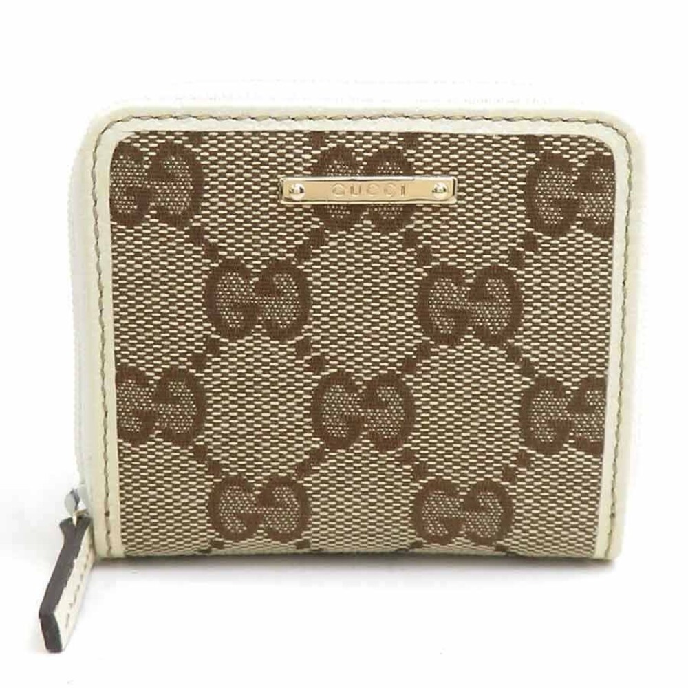 Auth Gucci Coin Purse Case White/Brown #302640G14B